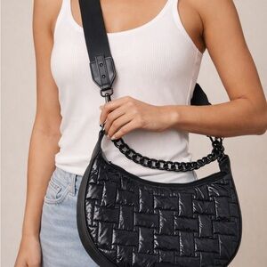 BCBGMaxAzria Black Quilted Chain Shoulder Bag